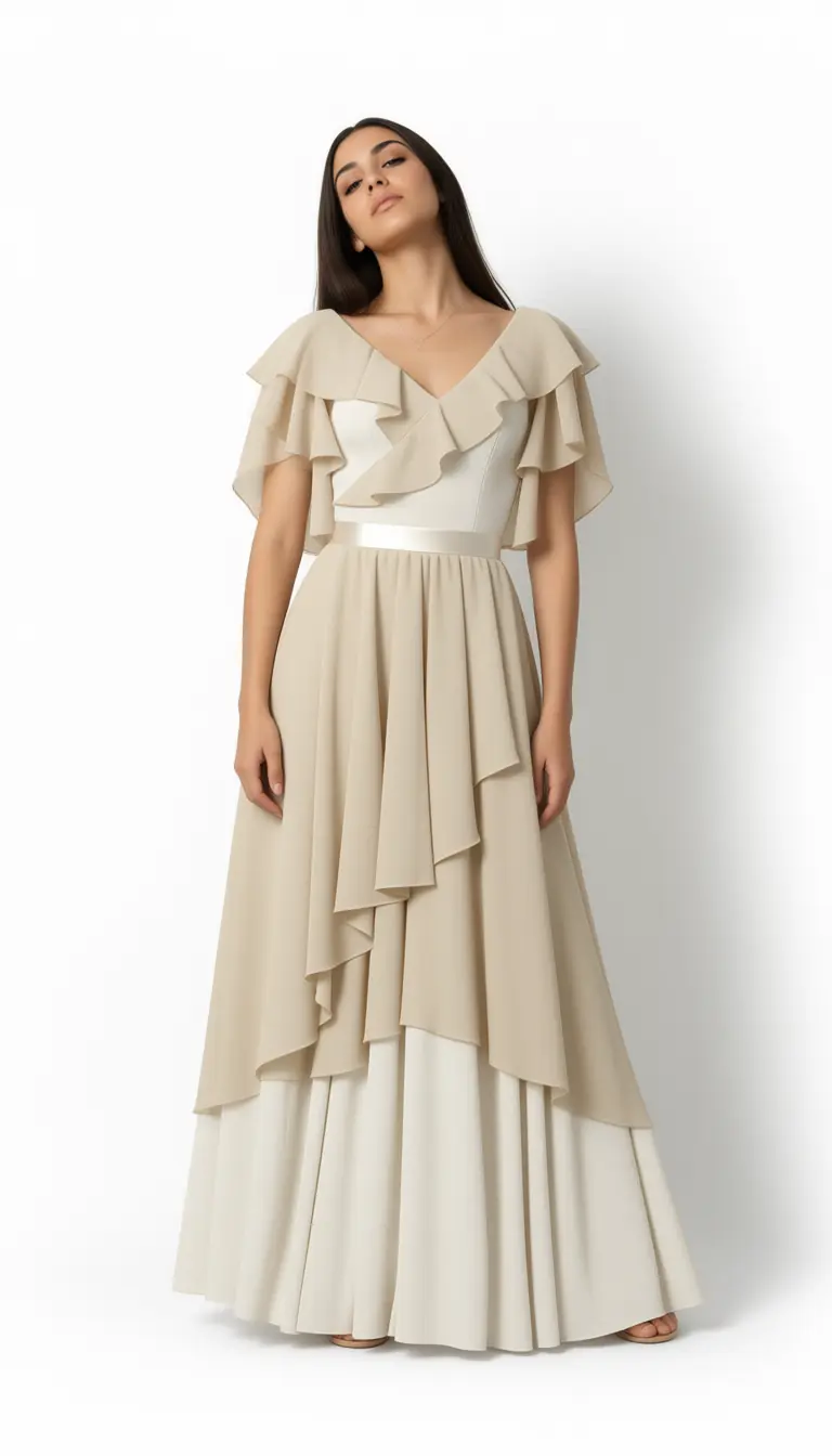 Beige Dress on an AI fashion model