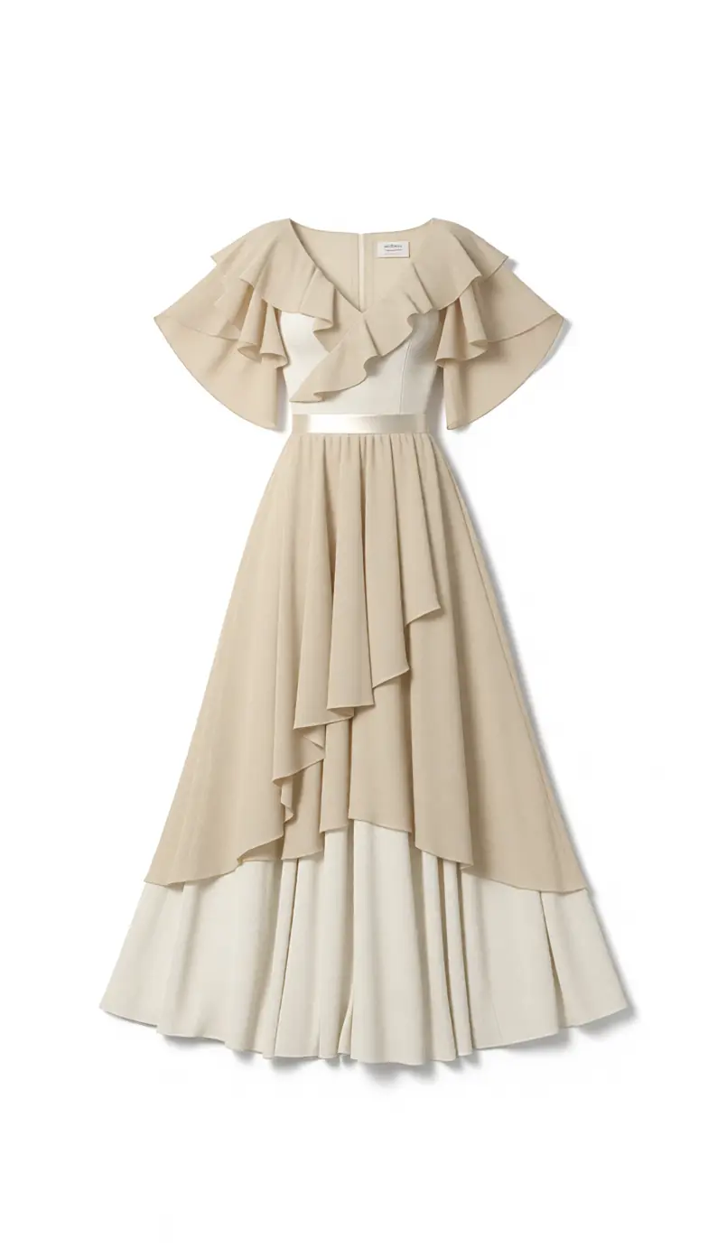 Beige Dress, product cut-out on a clean background