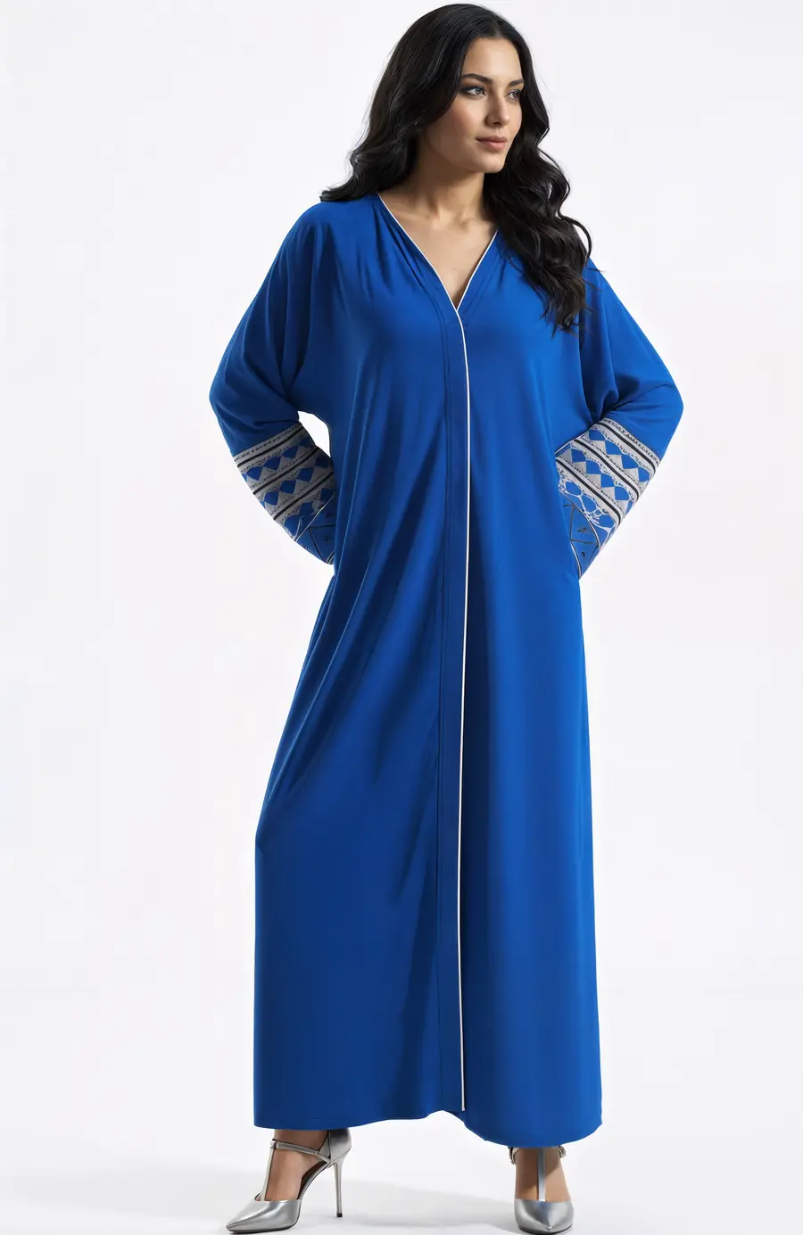 Blue Abaya on an AI fashion model